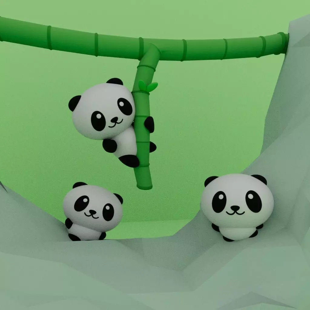 Swinging Panda 3D print model_0