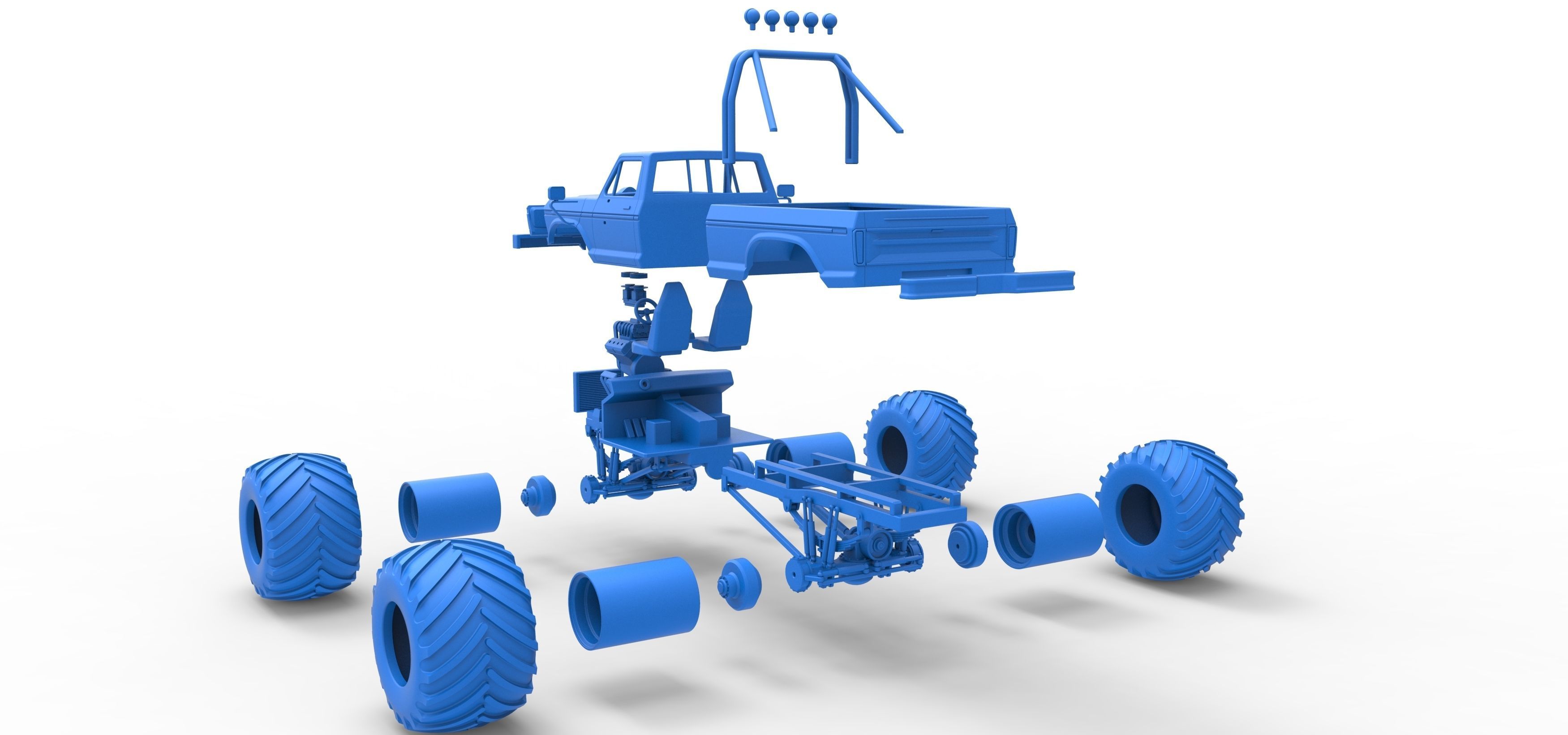 Vintage Monster Truck Scale 1 to 25 3D print model_41