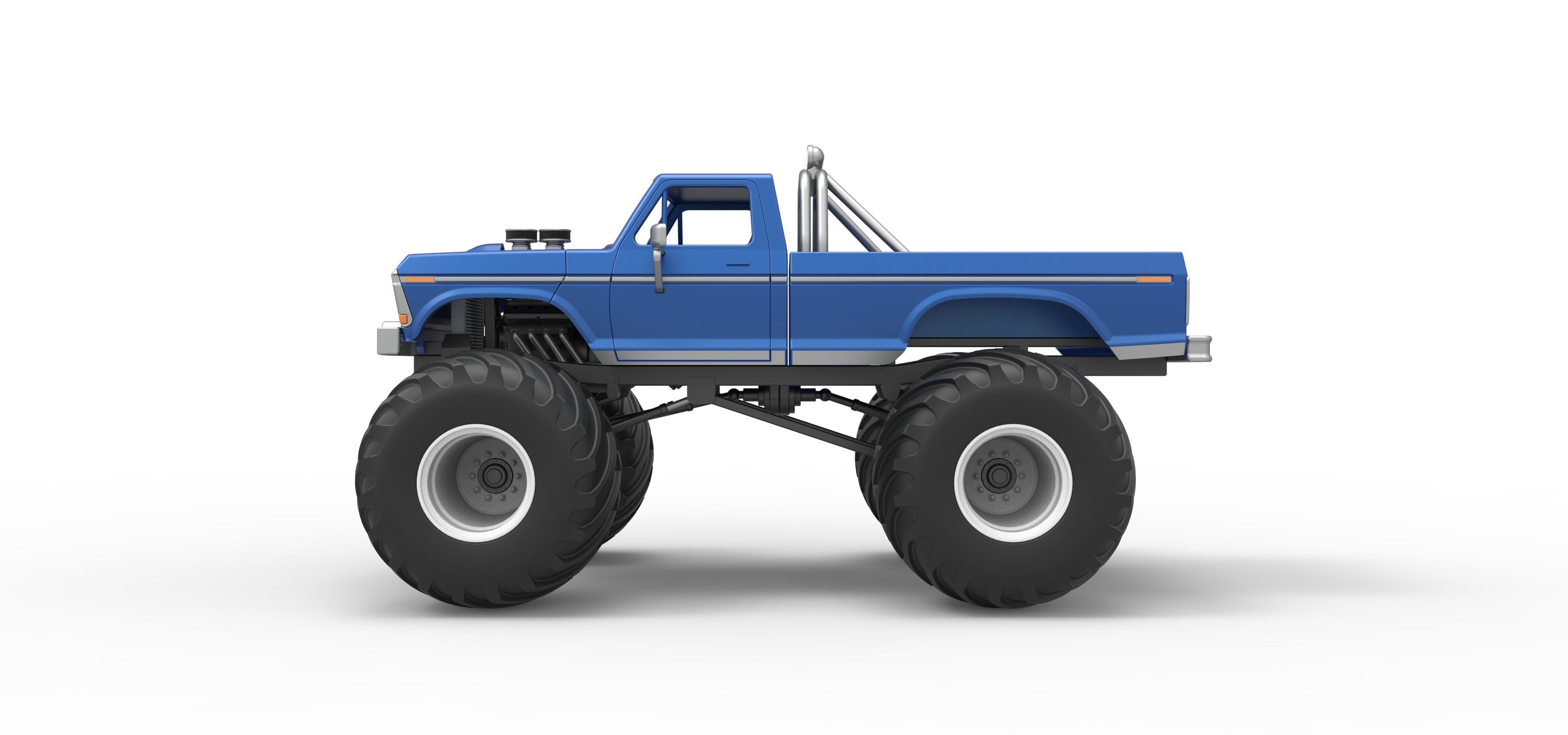 Vintage Monster Truck Scale 1 to 25 3D print model_9