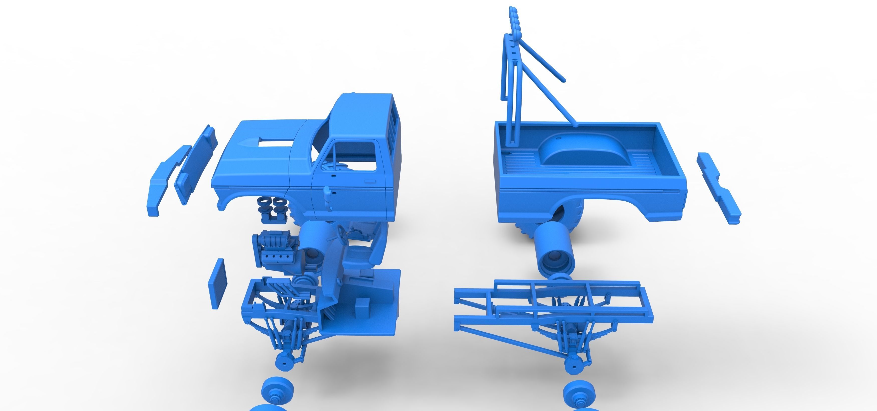 Vintage Monster Truck Scale 1 to 25 3D print model_40