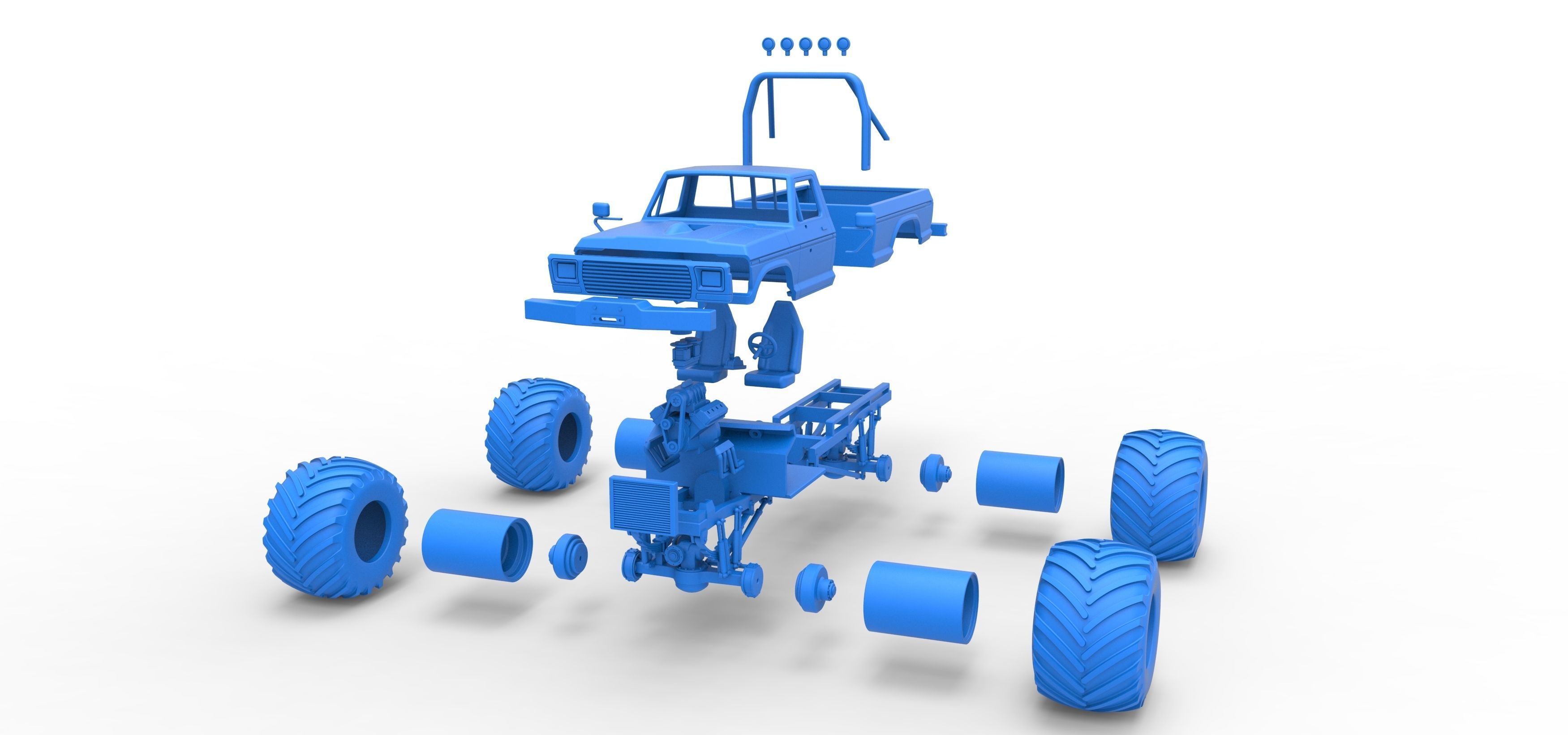 Vintage Monster Truck Scale 1 to 25 3D print model_38