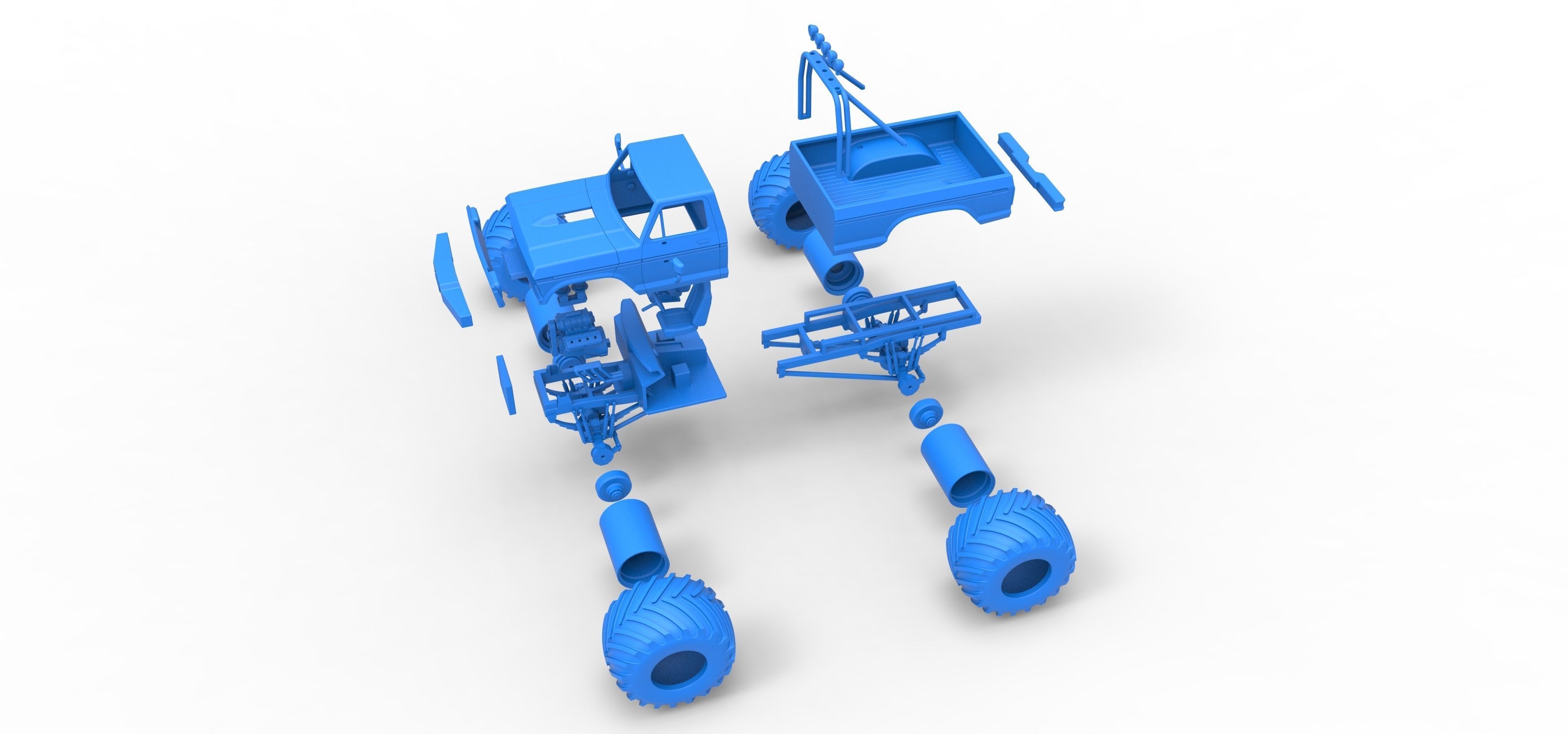 Vintage Monster Truck Scale 1 to 25 3D print model_36