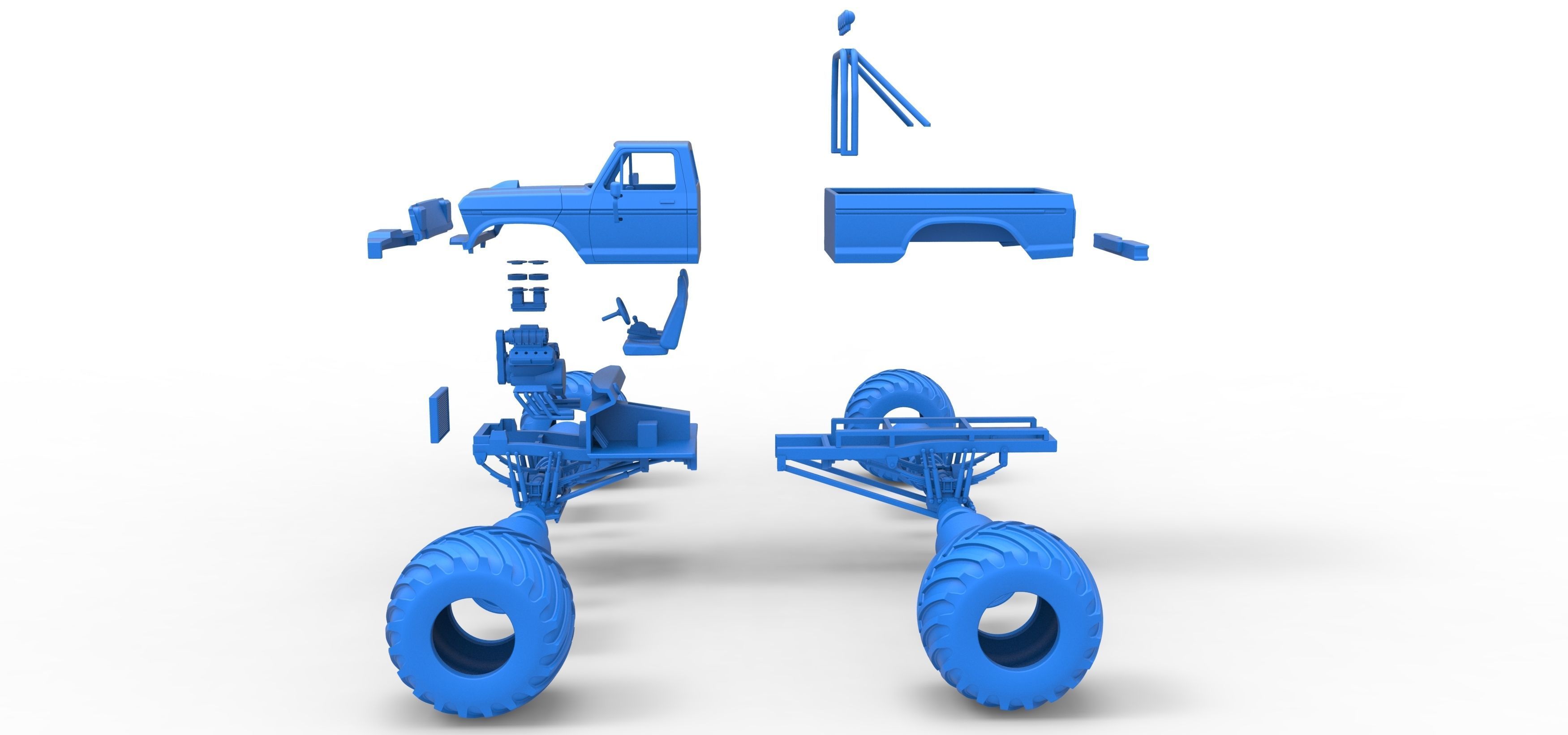 Vintage Monster Truck Scale 1 to 25 3D print model_39