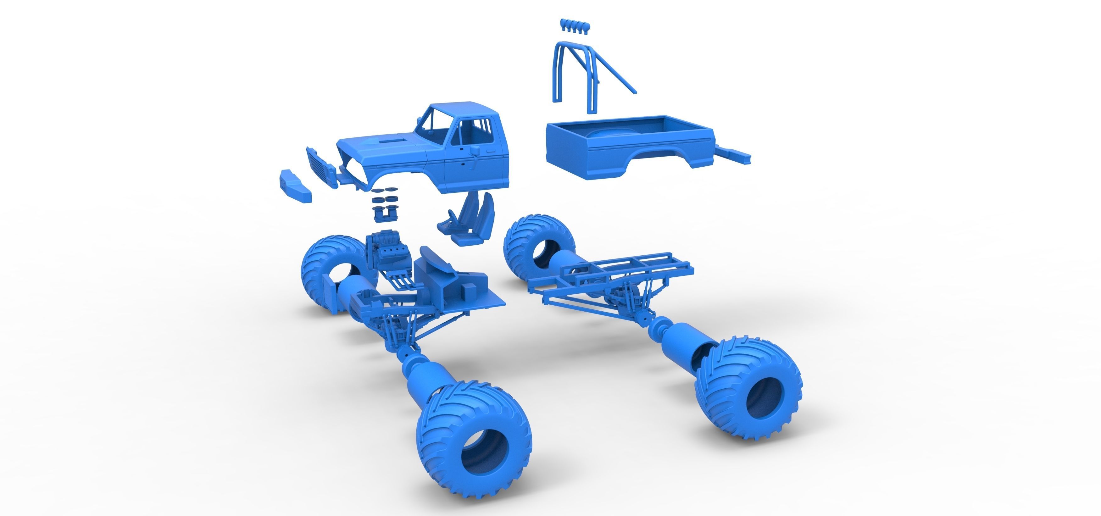 Vintage Monster Truck Scale 1 to 25 3D print model_35