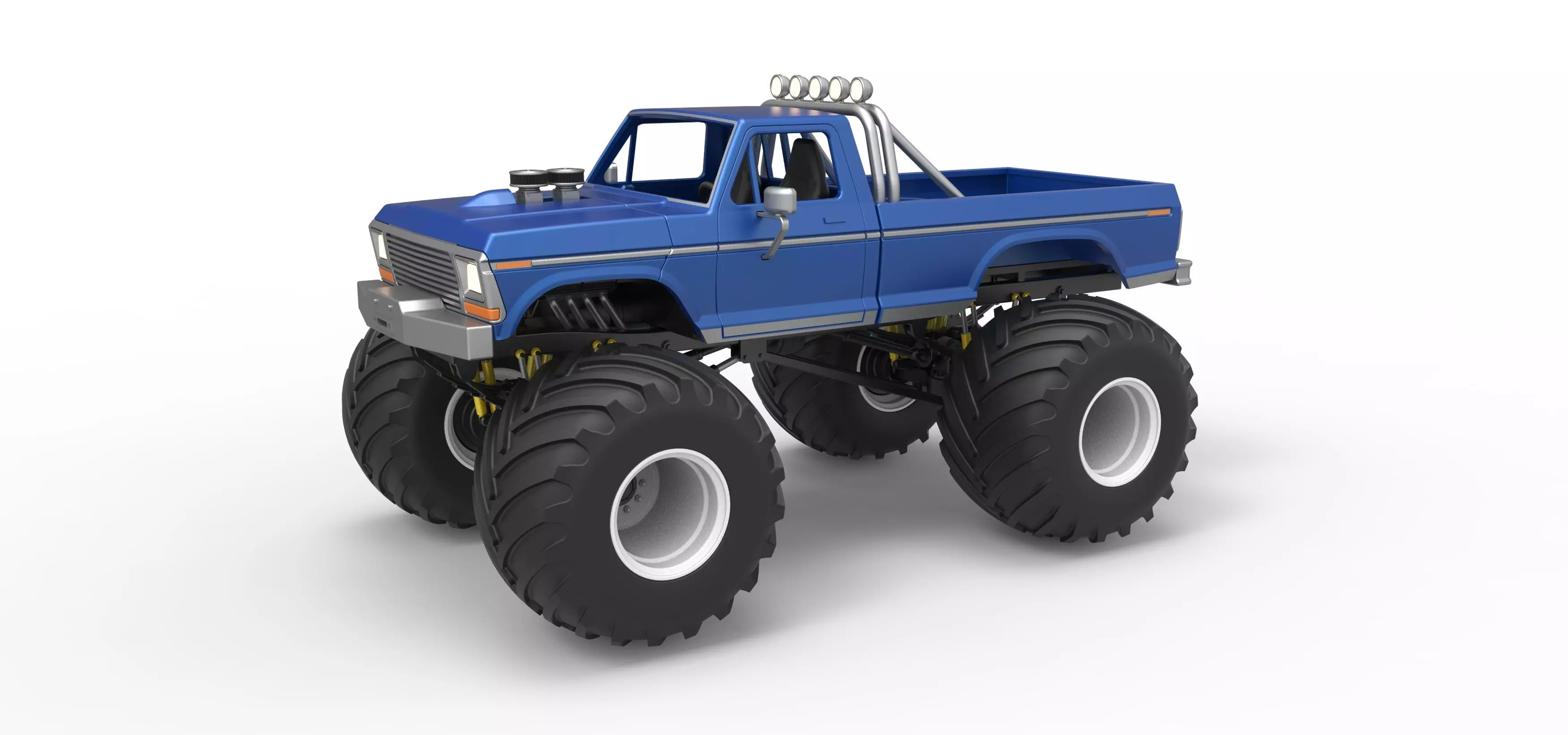 Vintage Monster Truck Scale 1 to 25 3D print model_0