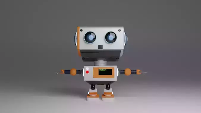 Sci-fi cute 3d robot model rigged and with dance animation Low-poly 3D model