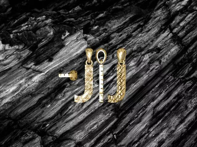 J Letter Alphabet Tiles Texture Pendant 3D Print Model 3D print model