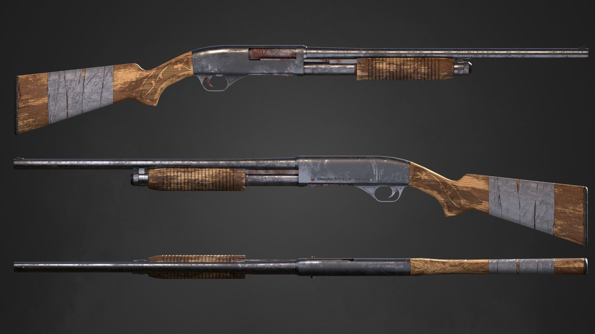 Shotgun Remington Model 31 in 3 types free VR / AR / low-poly 3D model