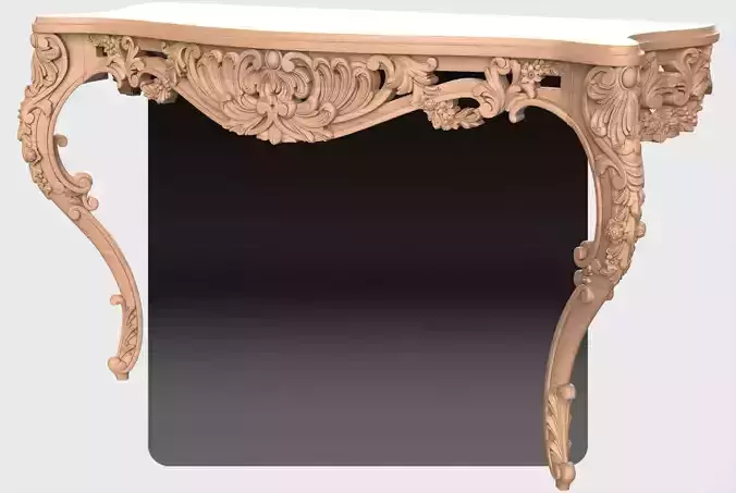 Carved console 2 leg table for CNC 01