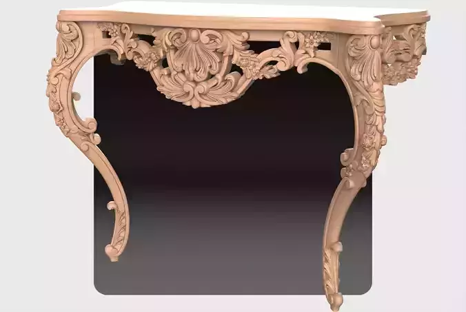 Carved console table 2 leg 1 for CNC 01