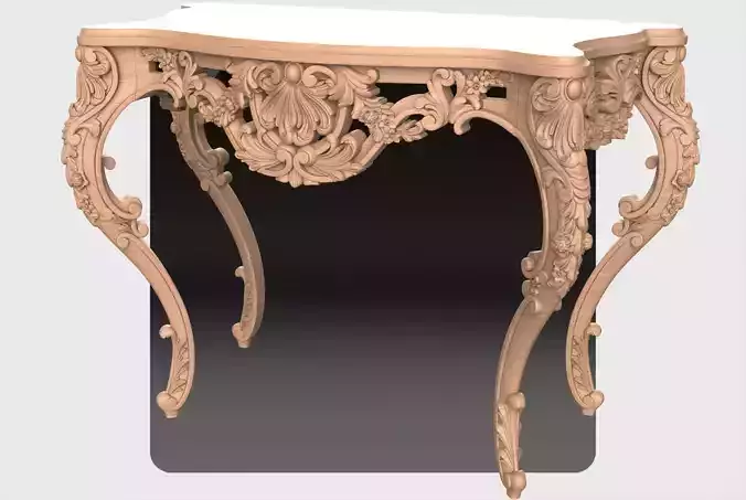 Carved console table 4 leg 1 for CNC 01