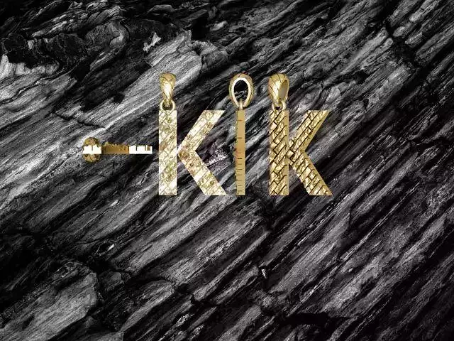 K Letter Alphabet Tiles Texture Pendant 3D Print Model