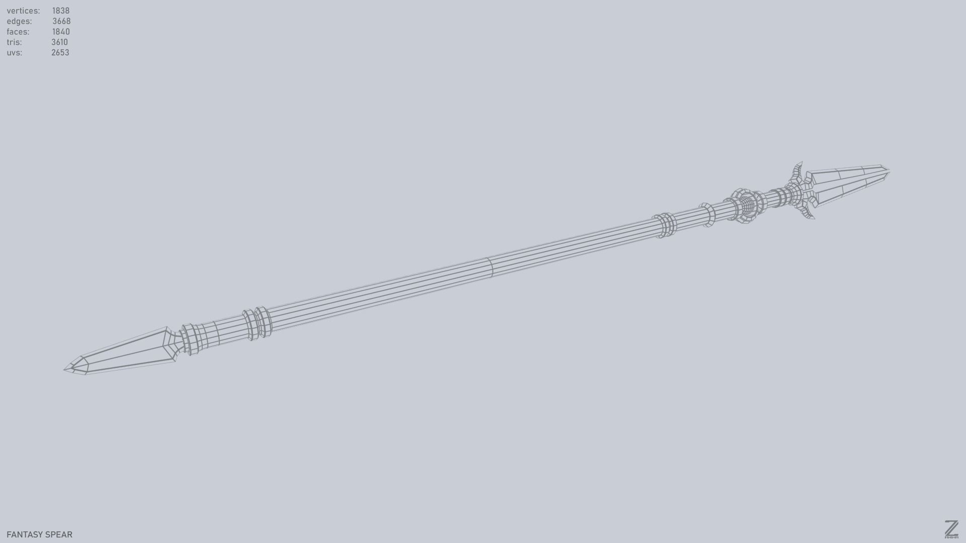 Fantasy spear Low-poly 3D model_15