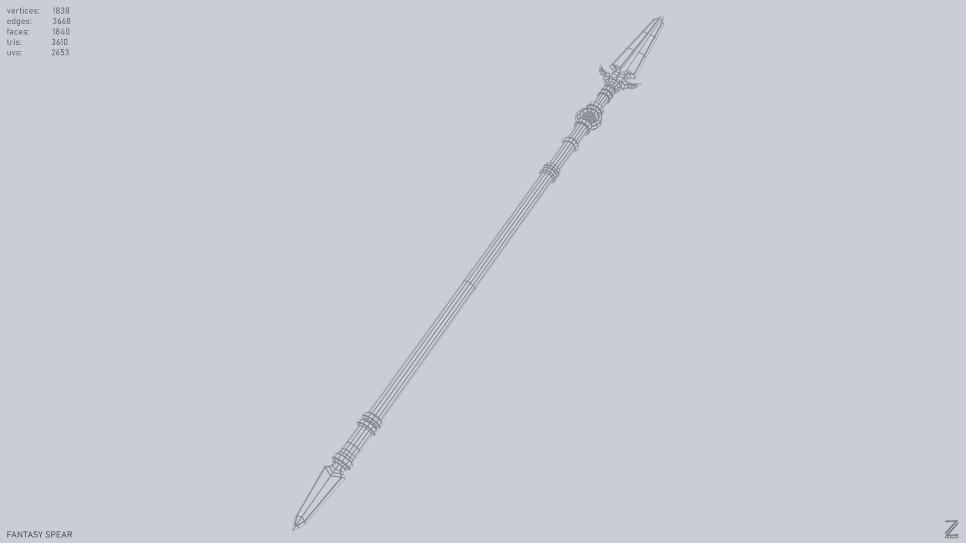 Fantasy spear Low-poly 3D model_14