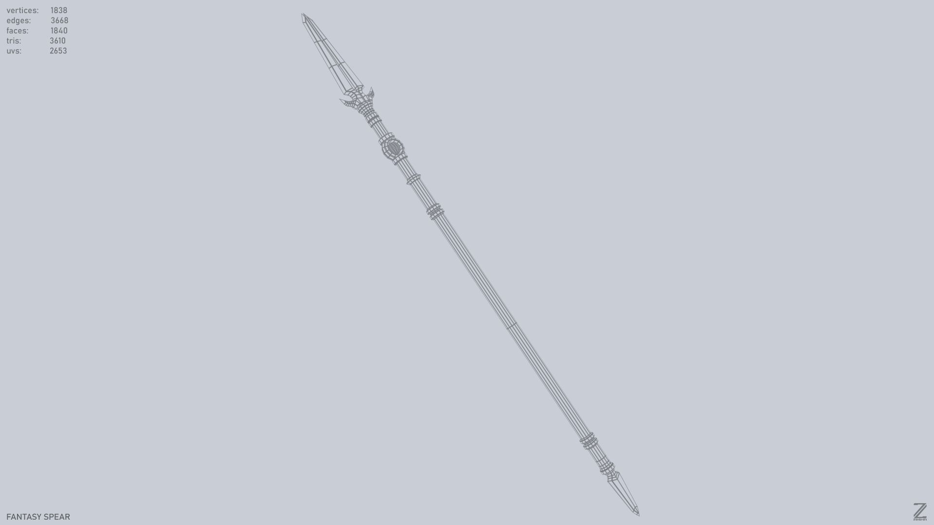 Fantasy spear Low-poly 3D model_11