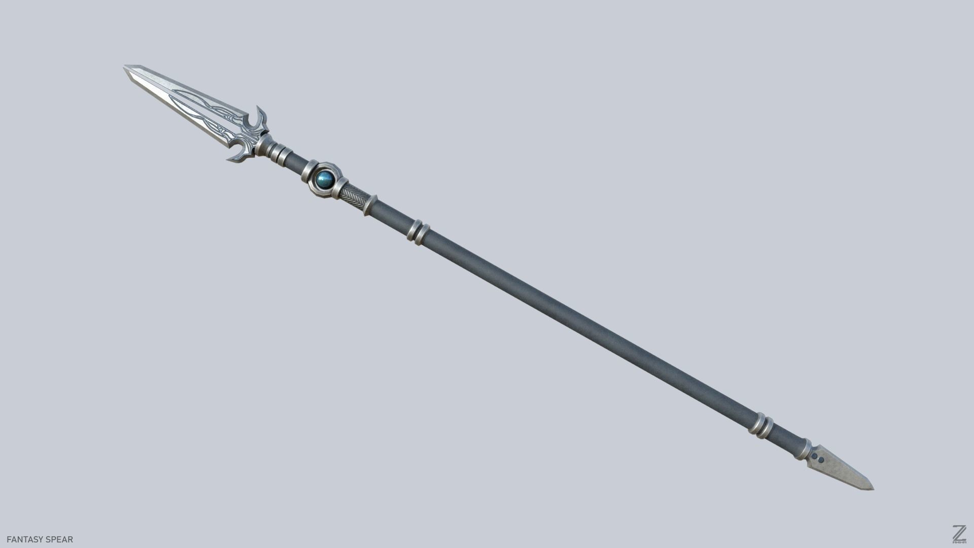 Fantasy spear Low-poly 3D model_1
