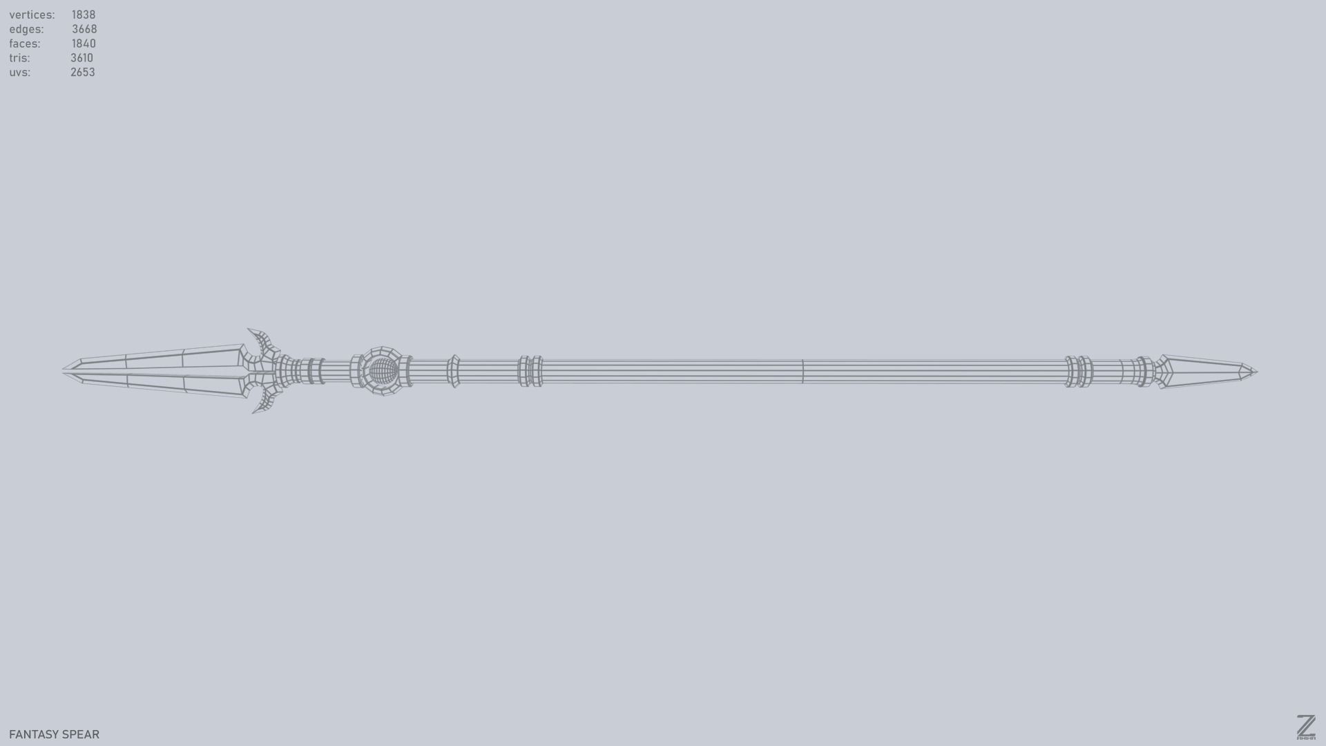 Fantasy spear Low-poly 3D model_13
