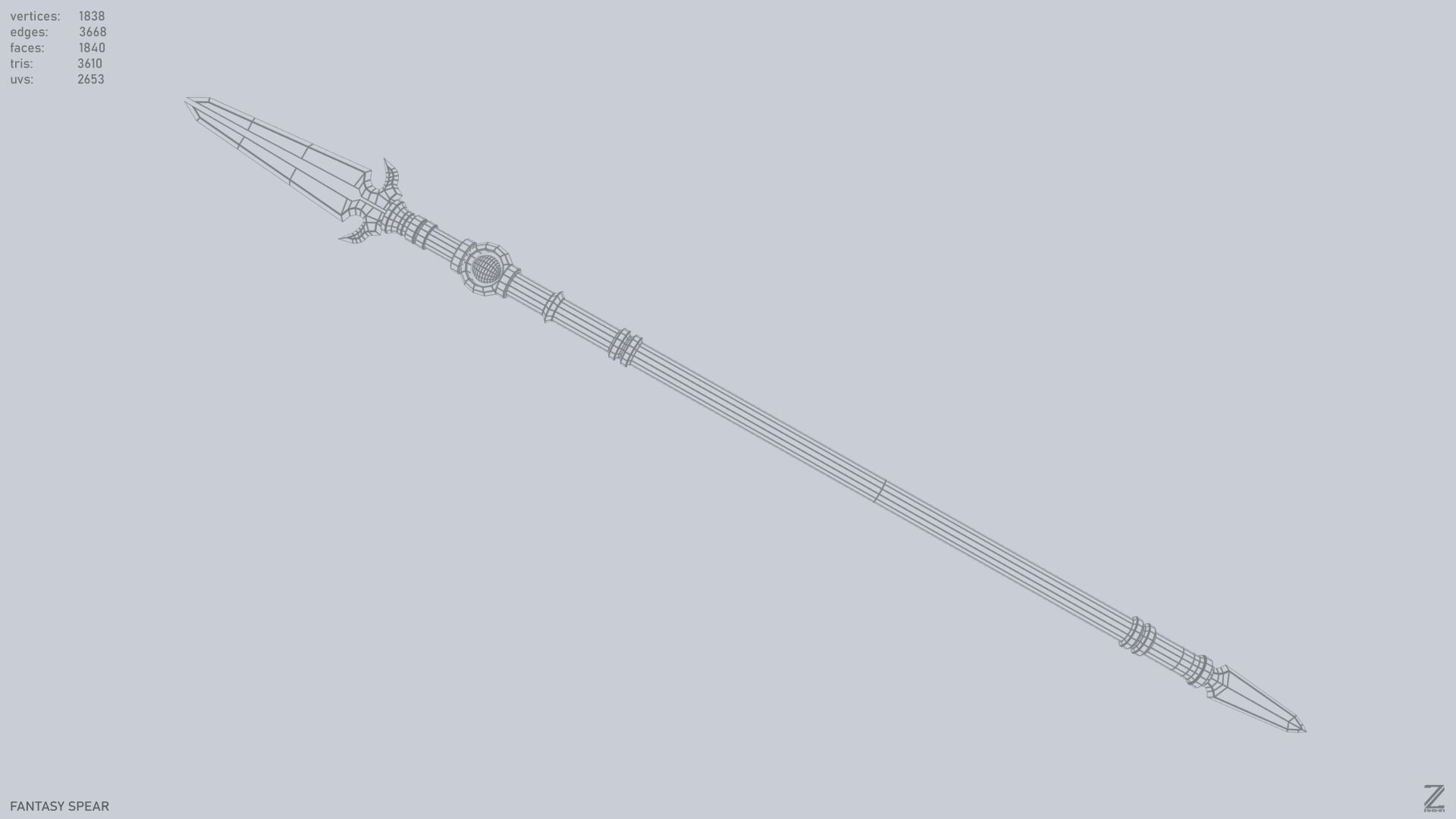 Fantasy spear Low-poly 3D model_3