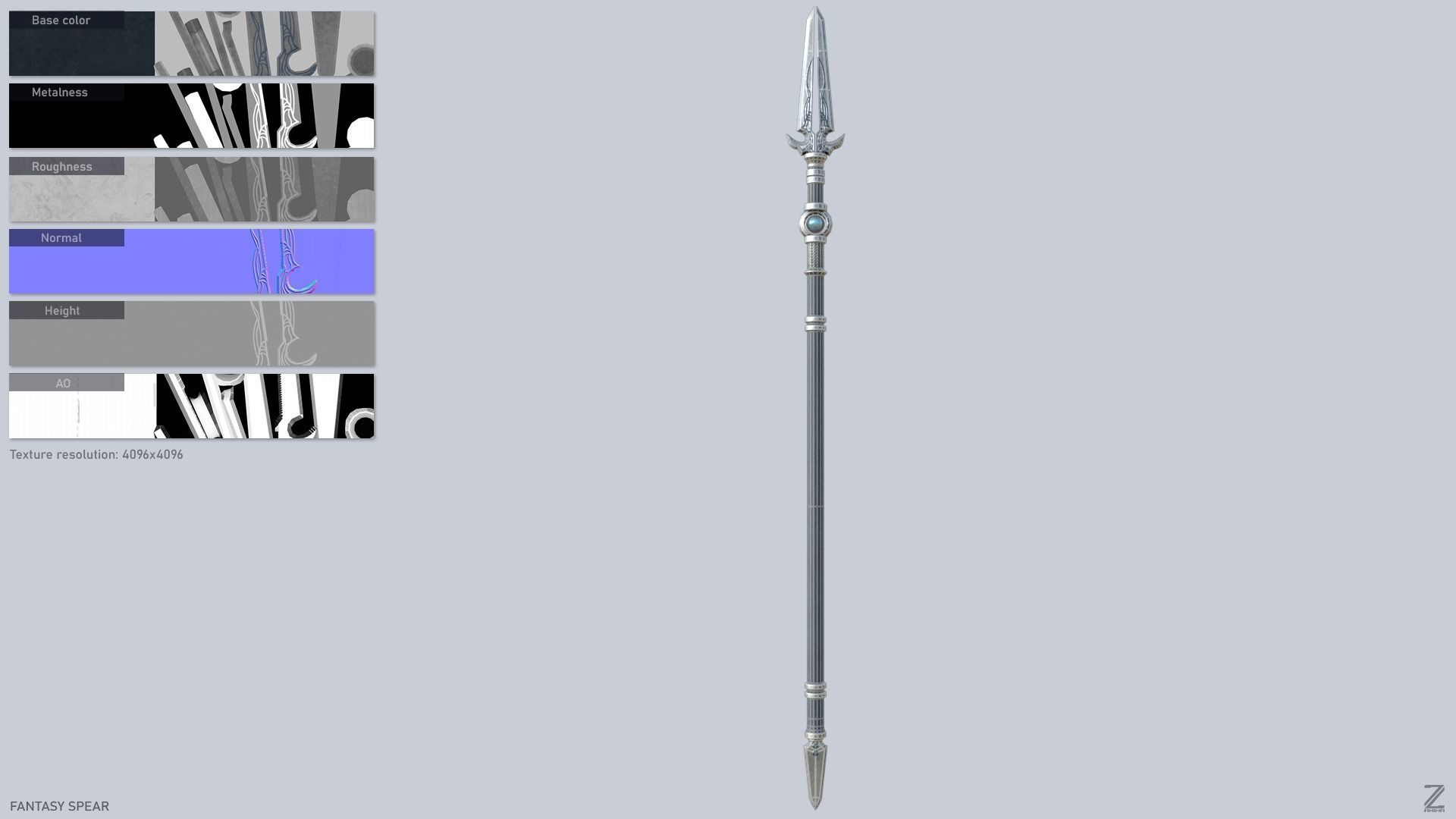 Fantasy spear Low-poly 3D model_2