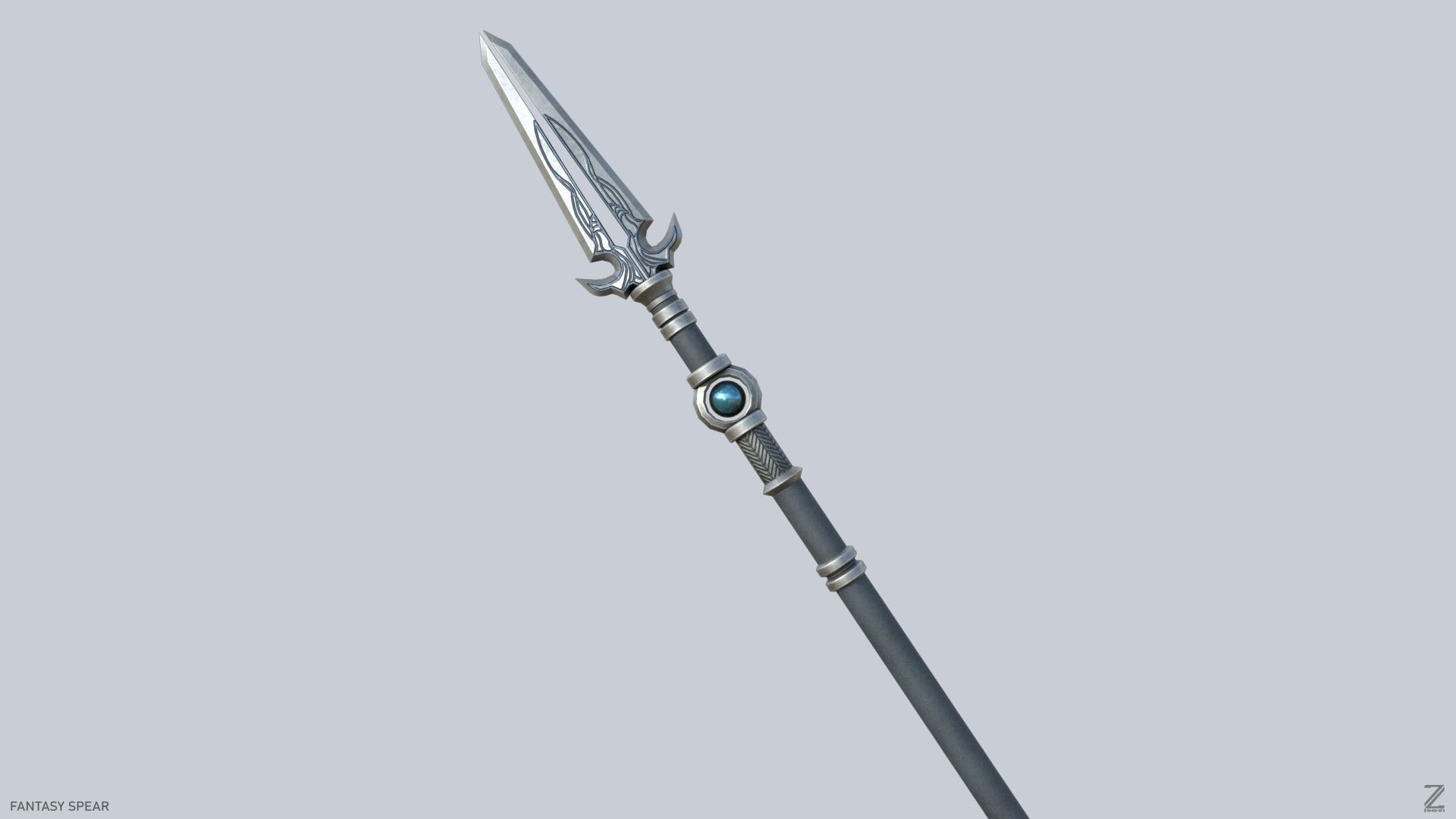 Fantasy spear Low-poly 3D model_5