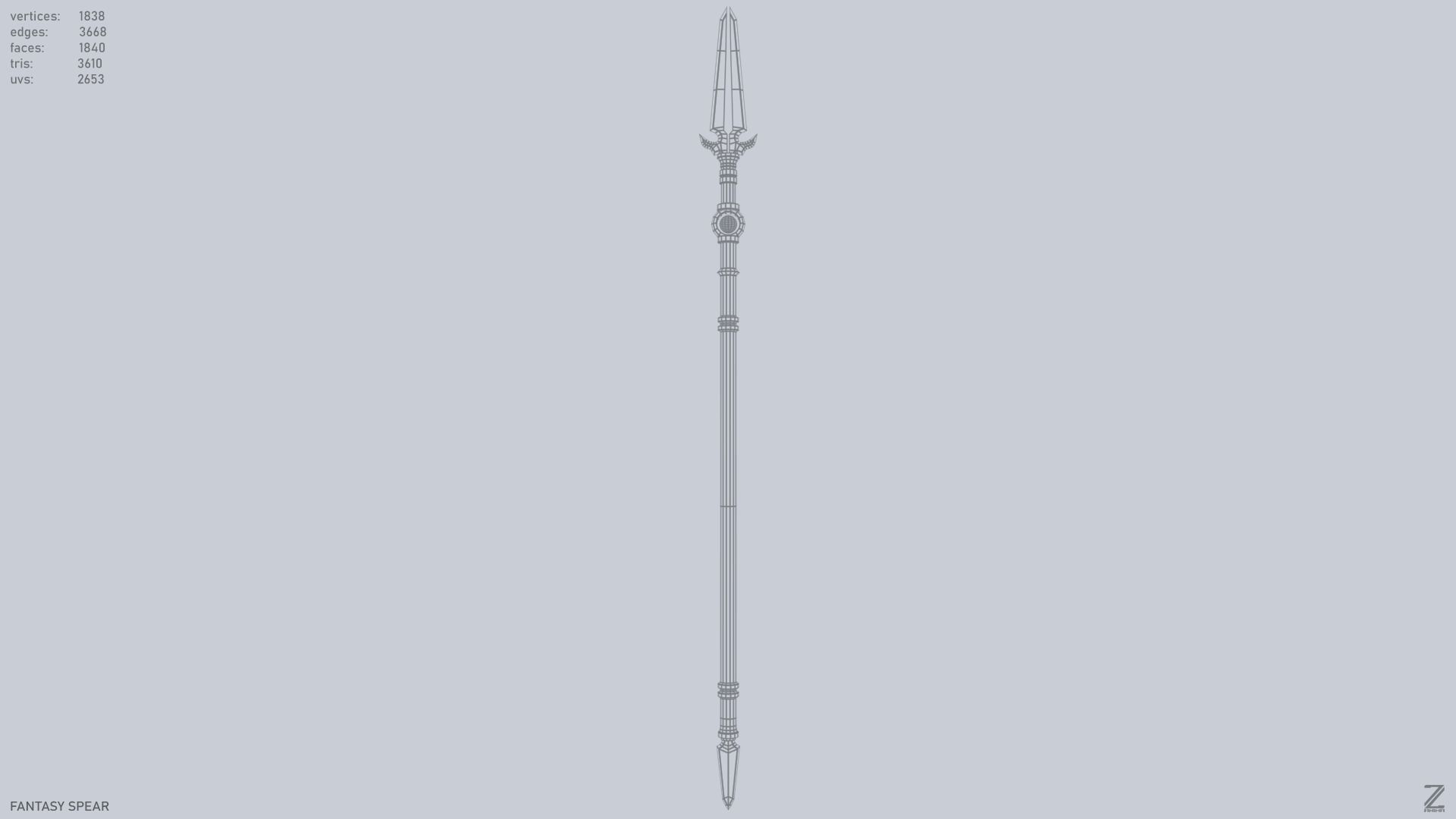 Fantasy spear Low-poly 3D model_10