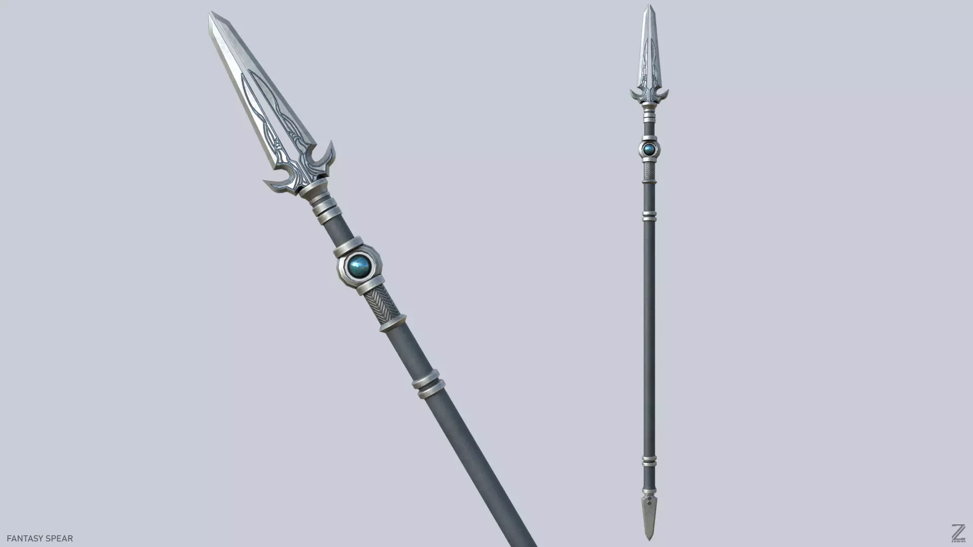 Fantasy spear Low-poly 3D model_0