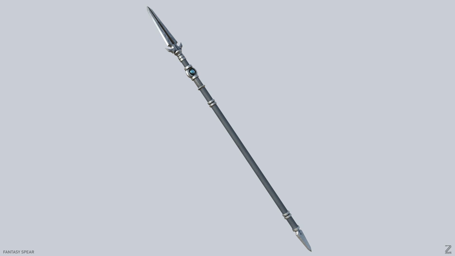 Fantasy spear Low-poly 3D model_6