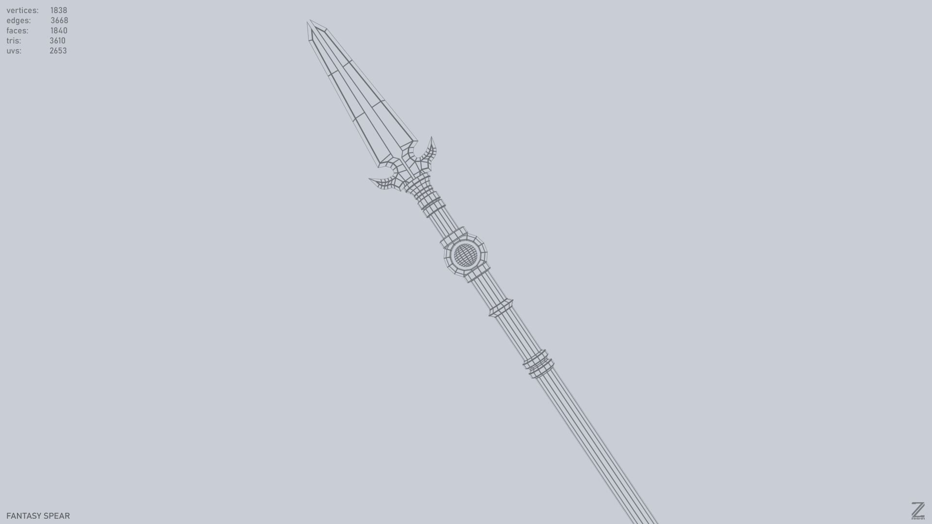 Fantasy spear Low-poly 3D model_12
