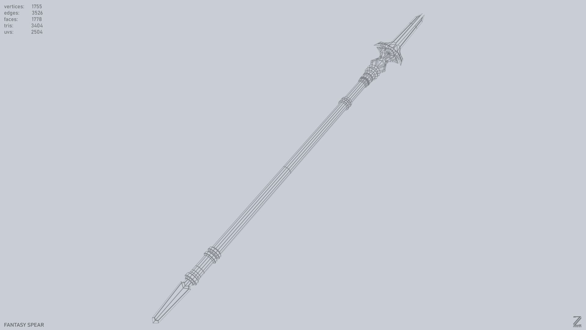 Fantasy spear Low-poly 3D model_14