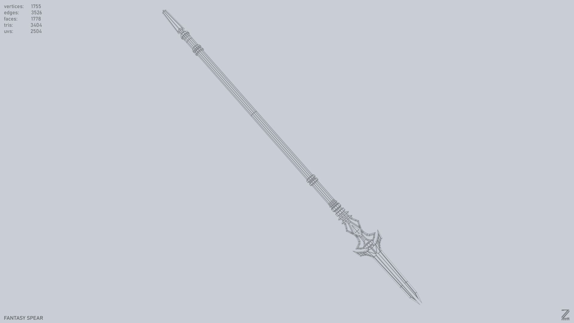 Fantasy spear Low-poly 3D model_15