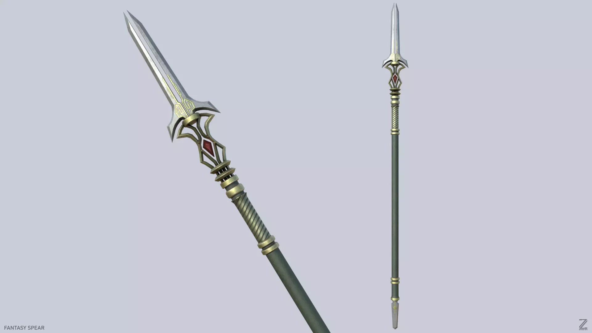 Fantasy spear Low-poly 3D model_0