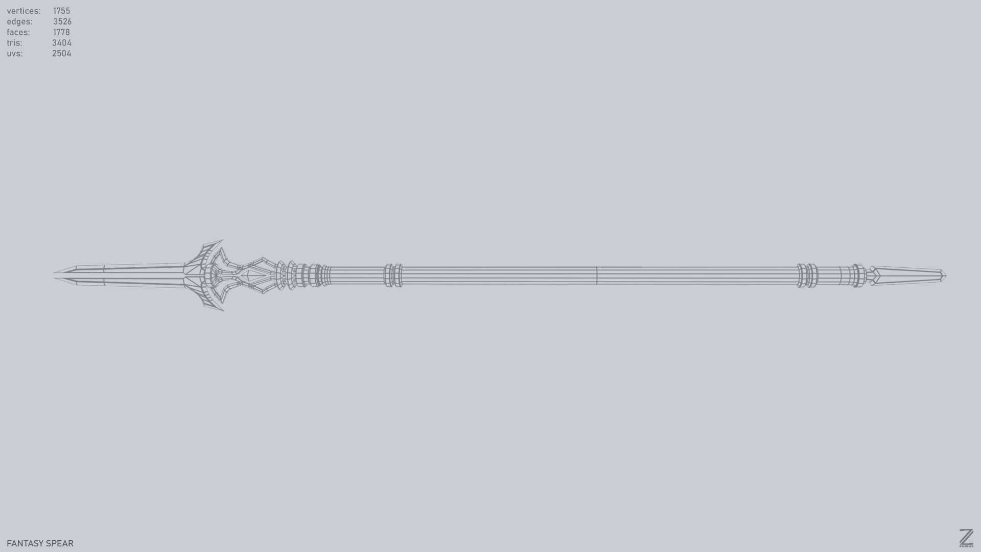 Fantasy spear Low-poly 3D model_13
