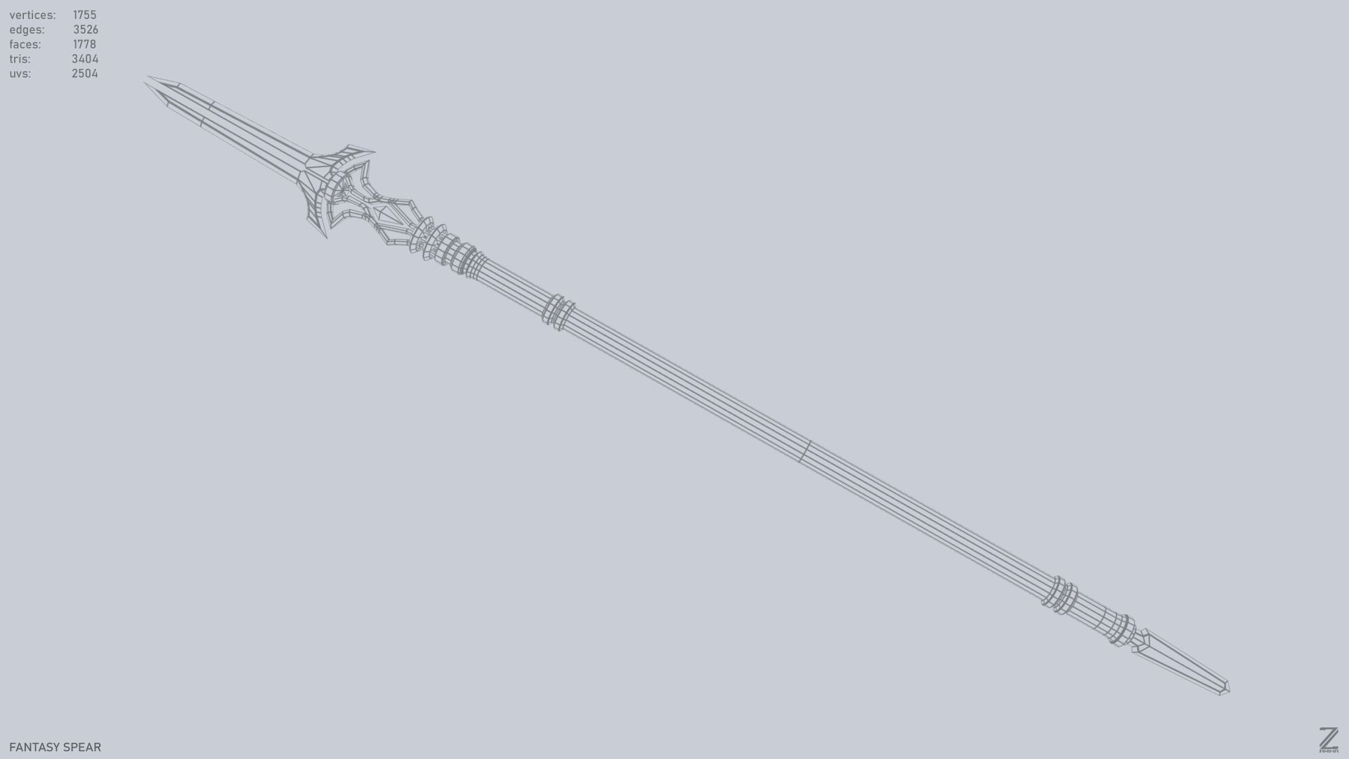 Fantasy spear Low-poly 3D model_3