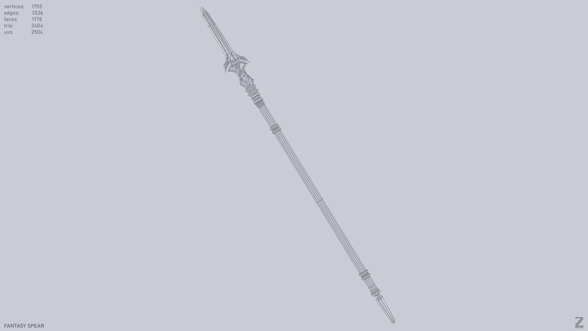 Fantasy spear Low-poly 3D model_12
