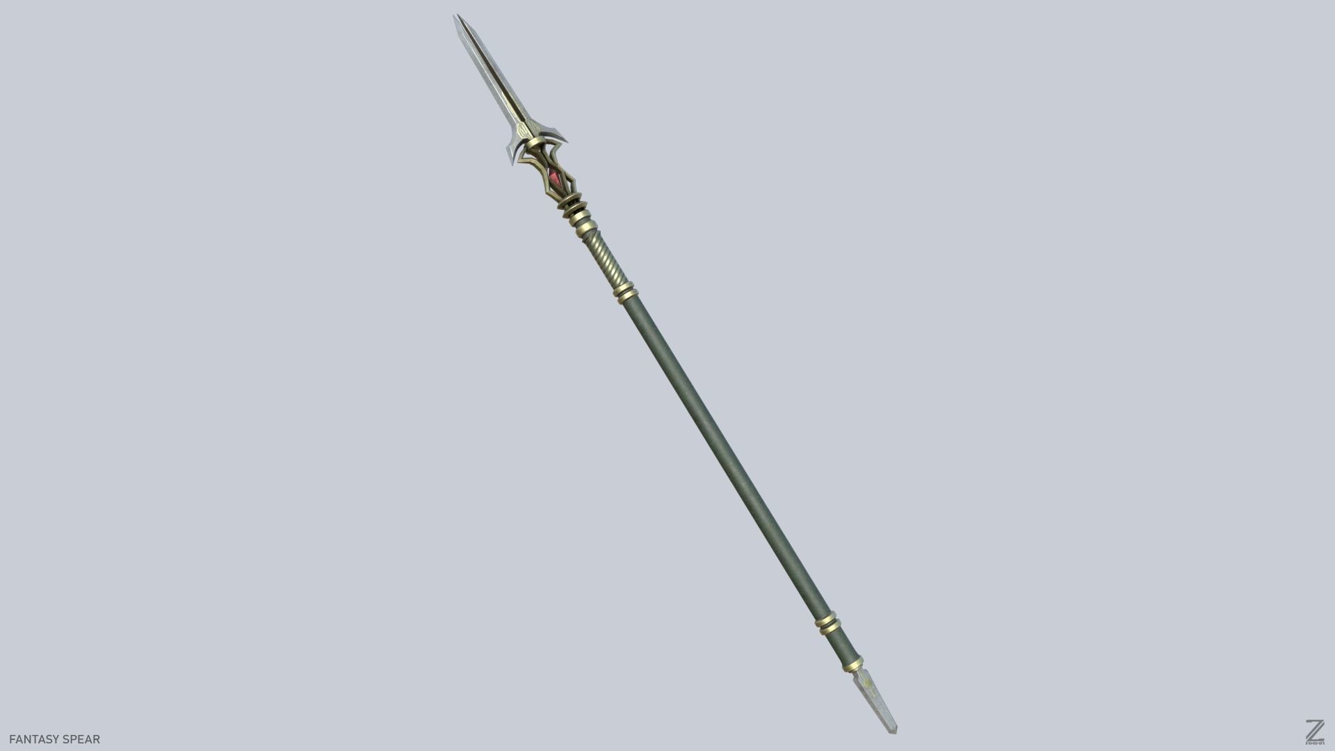 Fantasy spear Low-poly 3D model_6