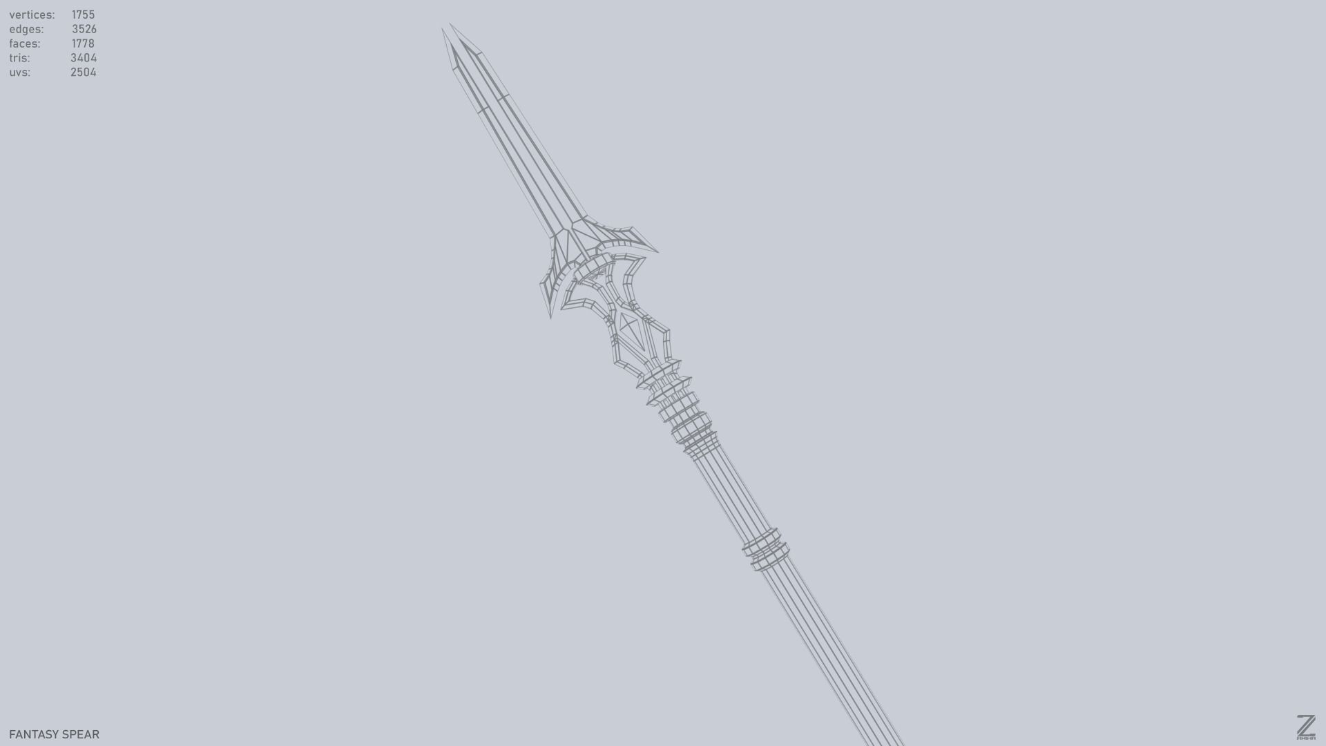 Fantasy spear Low-poly 3D model_11
