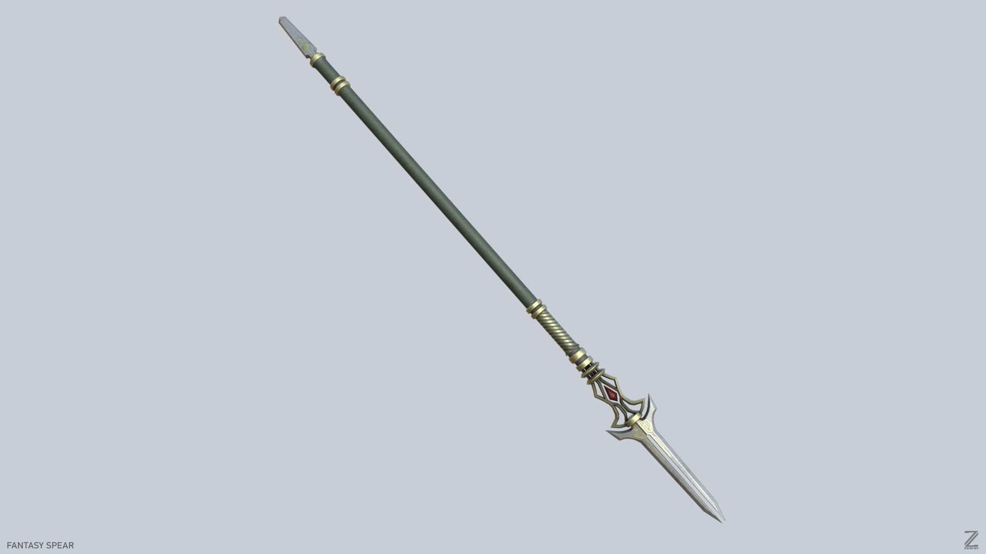 Fantasy spear Low-poly 3D model_9