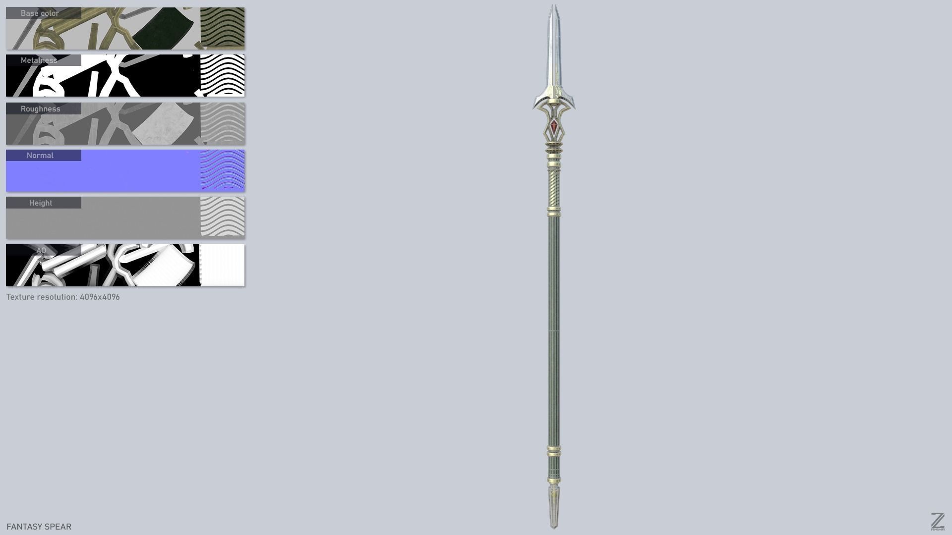 Fantasy spear Low-poly 3D model_2