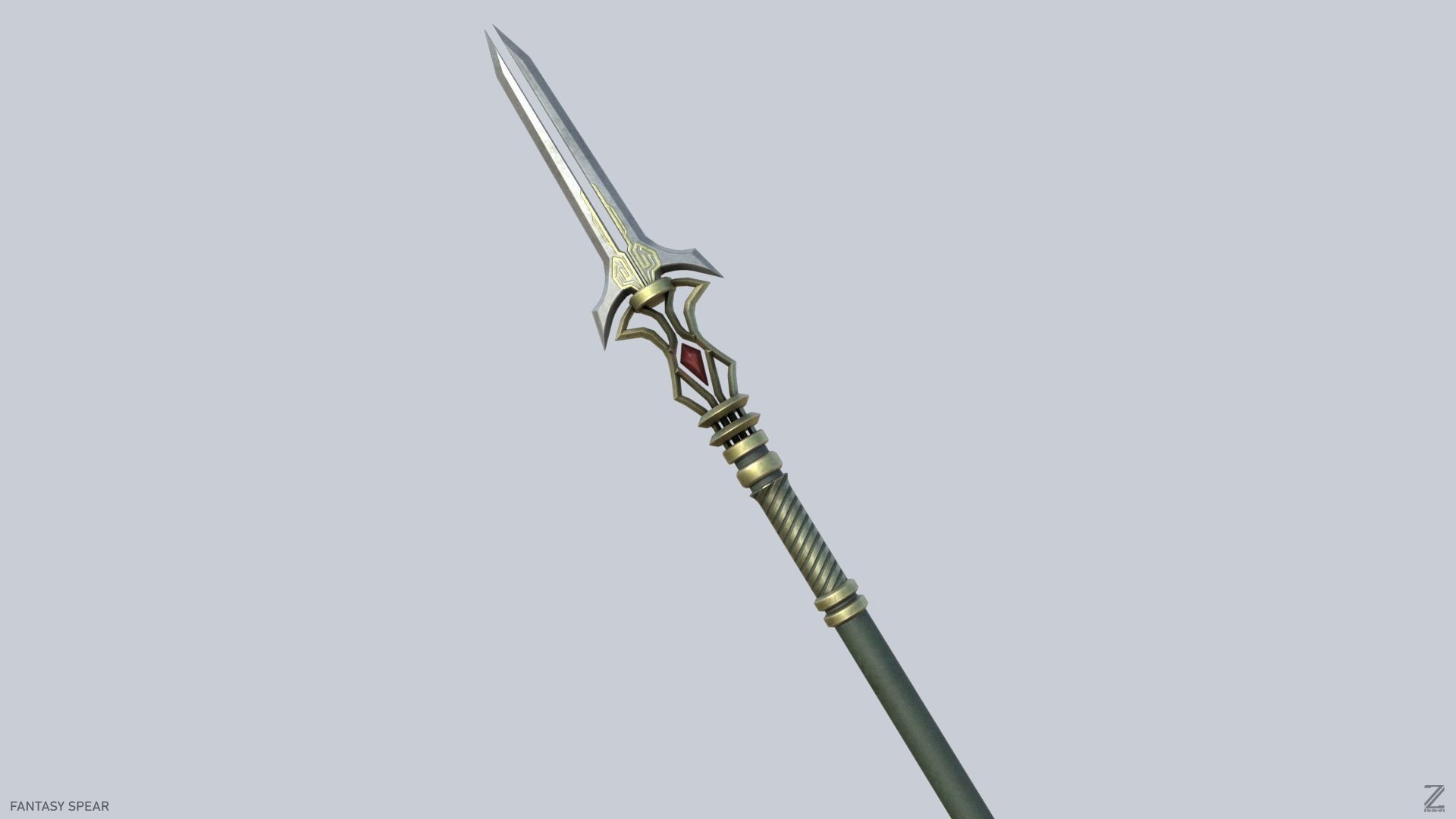 Fantasy spear Low-poly 3D model_5