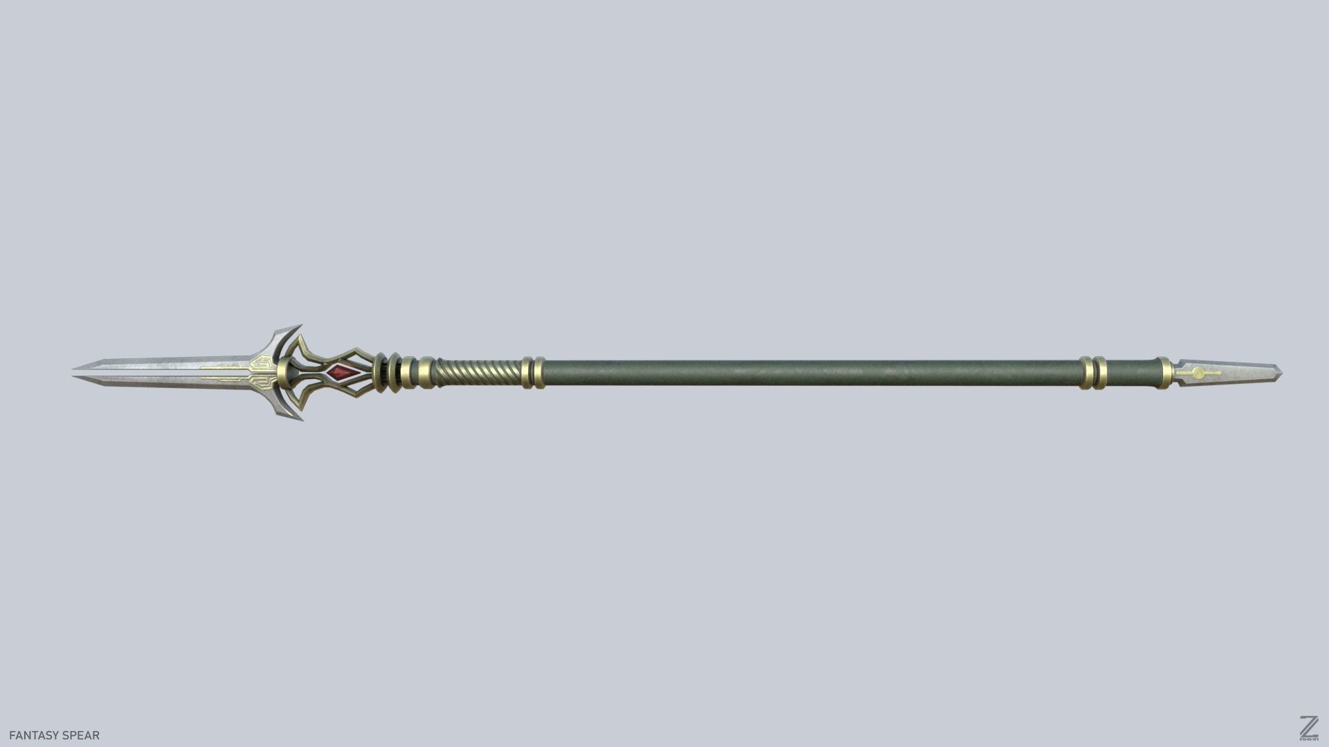 Fantasy spear Low-poly 3D model_7