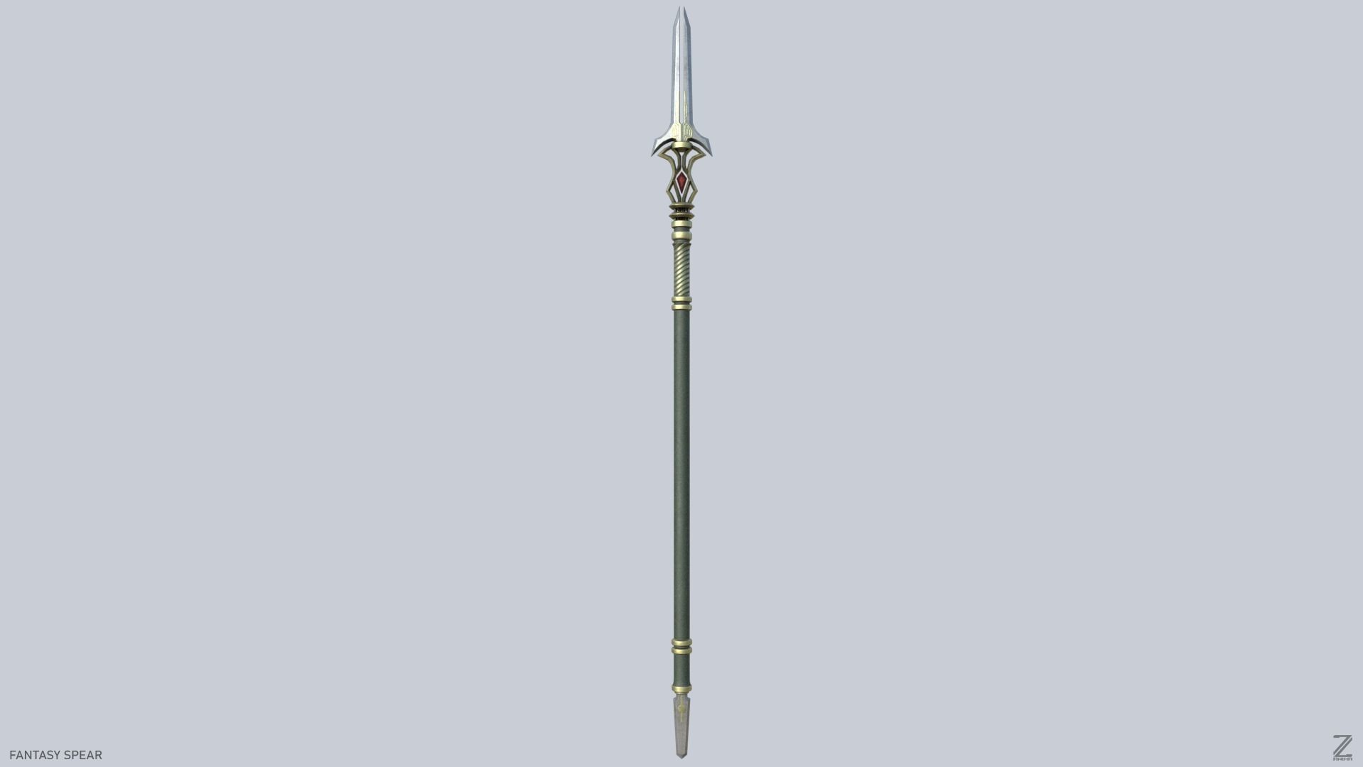 Fantasy spear Low-poly 3D model_4
