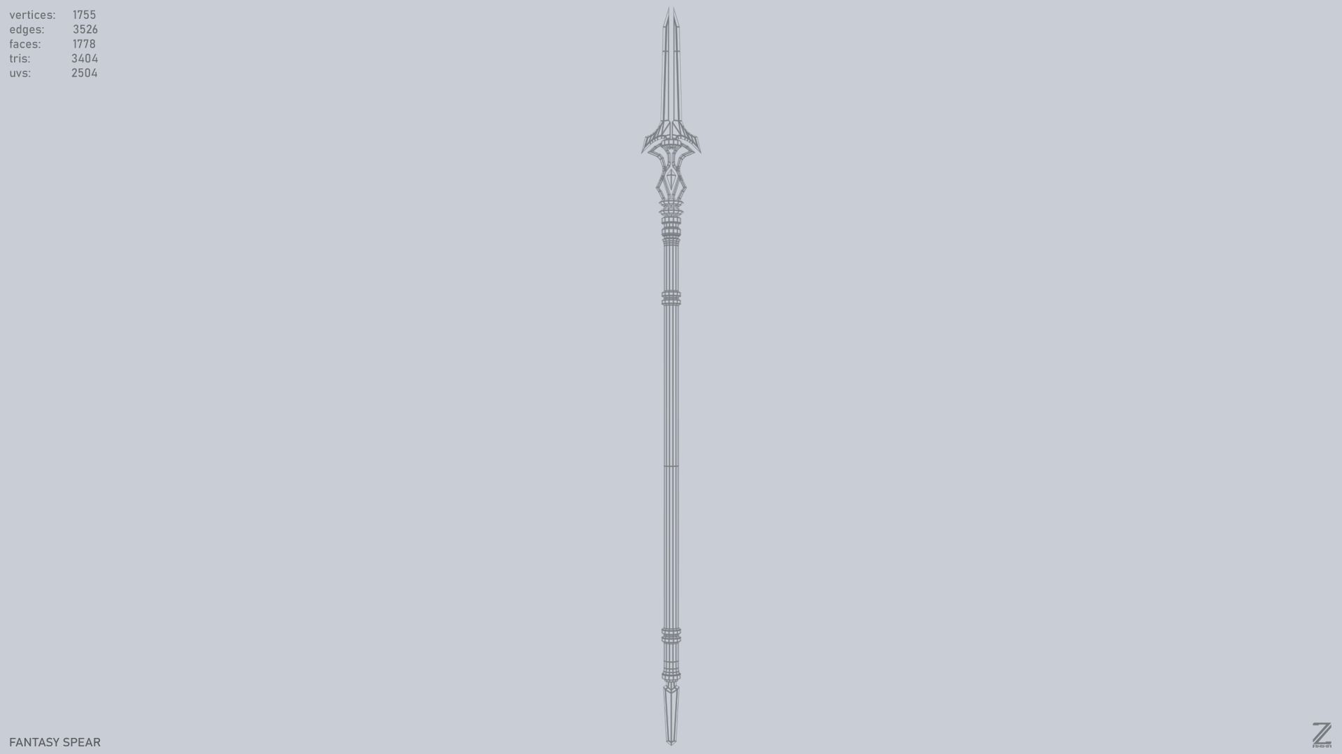 Fantasy spear Low-poly 3D model_10