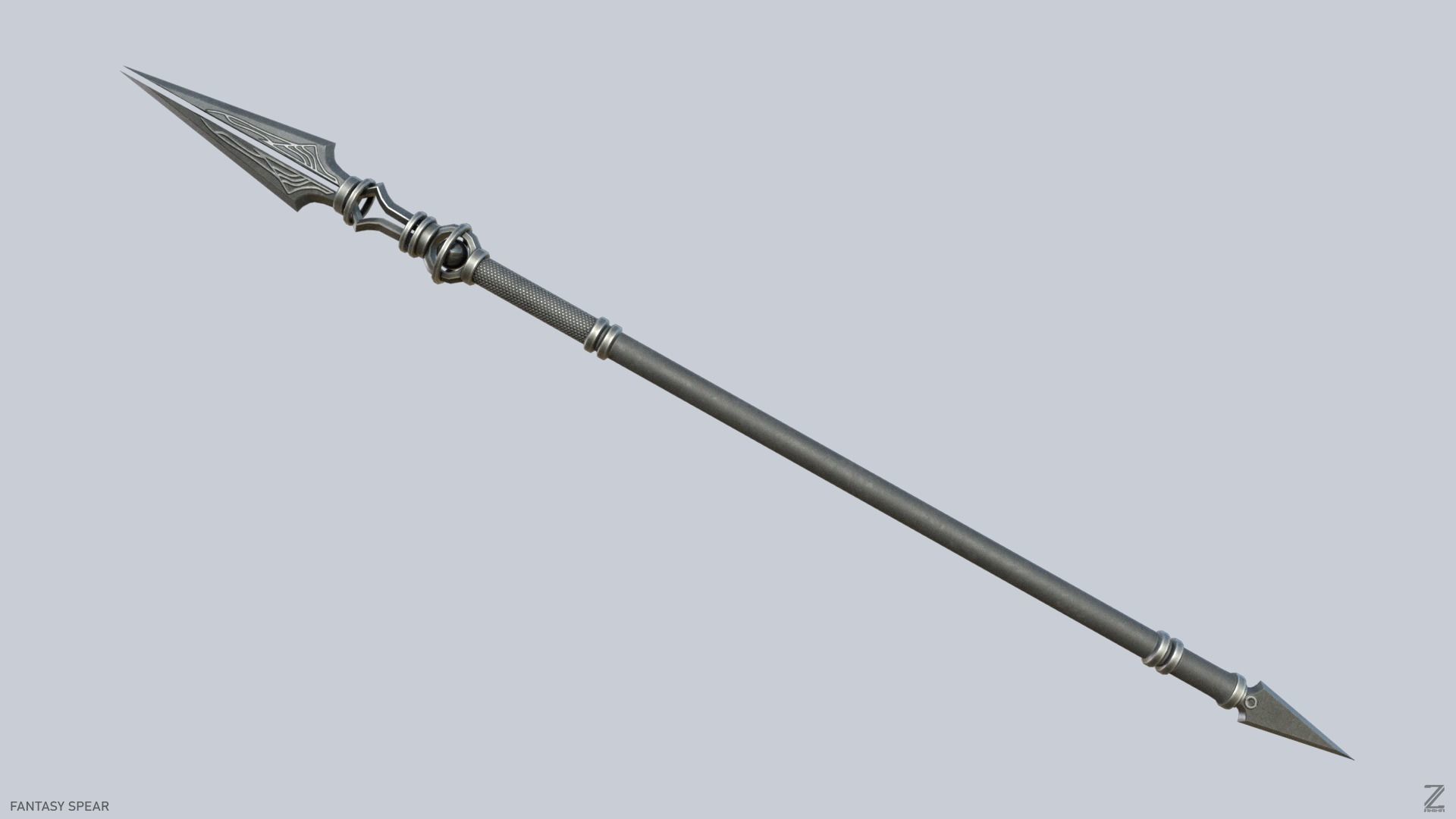 Fantasy spear Low-poly 3D model_1