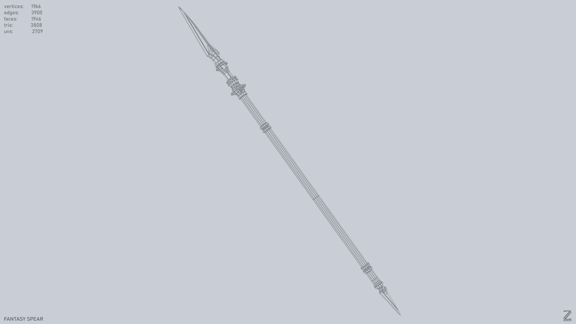 Fantasy spear Low-poly 3D model_12