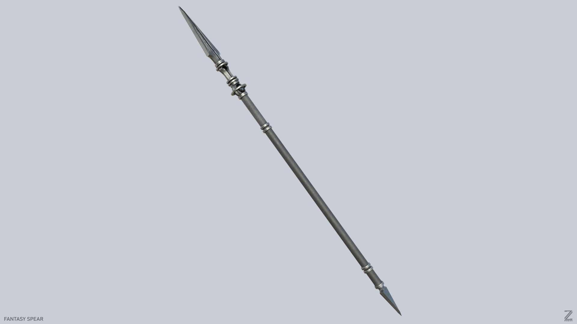Fantasy spear Low-poly 3D model_6