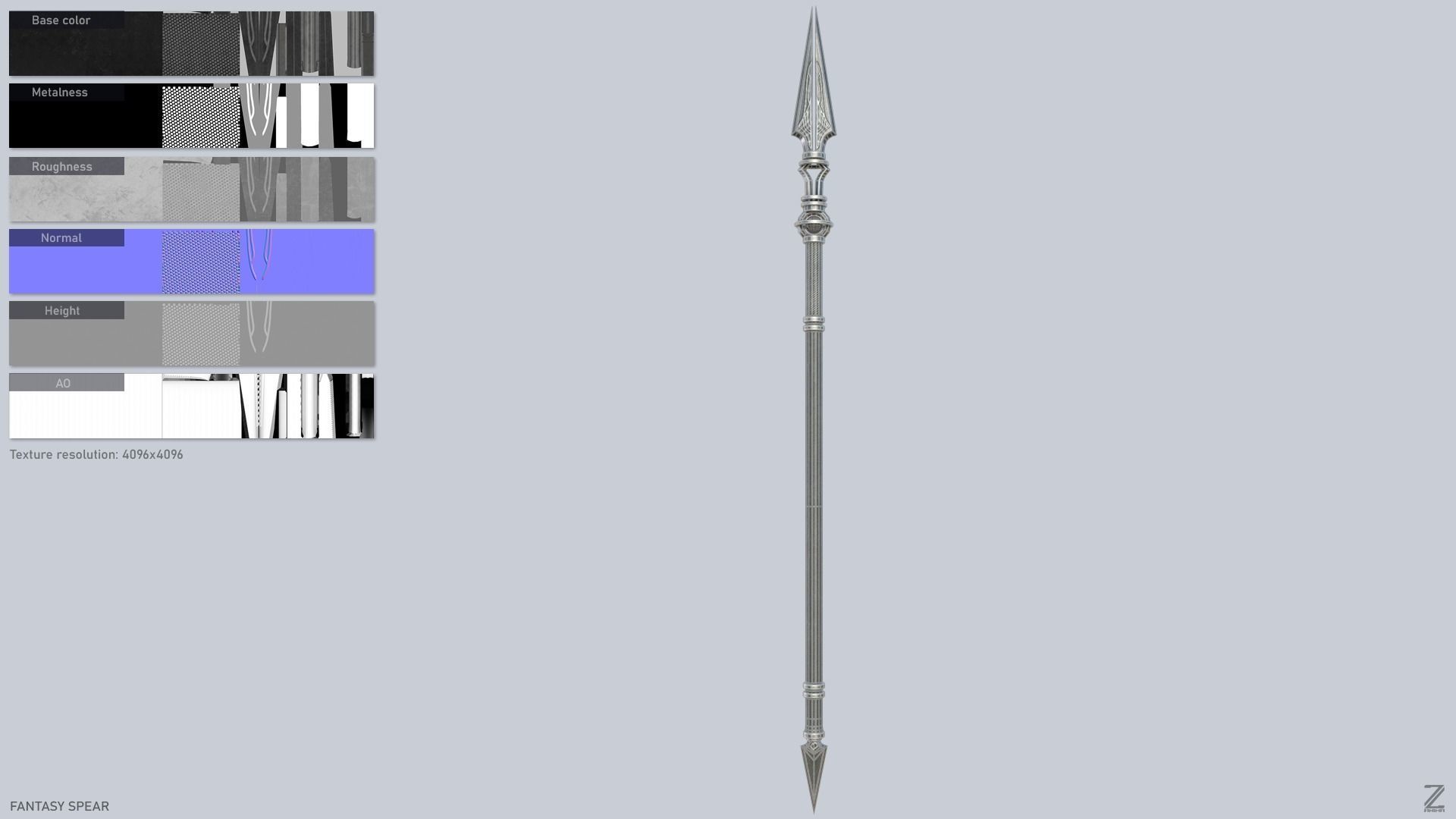 Fantasy spear Low-poly 3D model_2