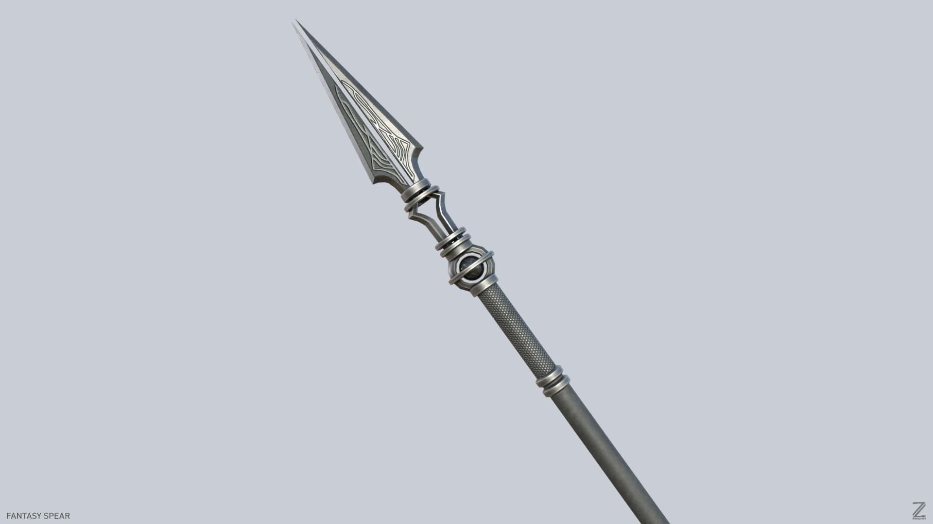 Fantasy spear Low-poly 3D model_5