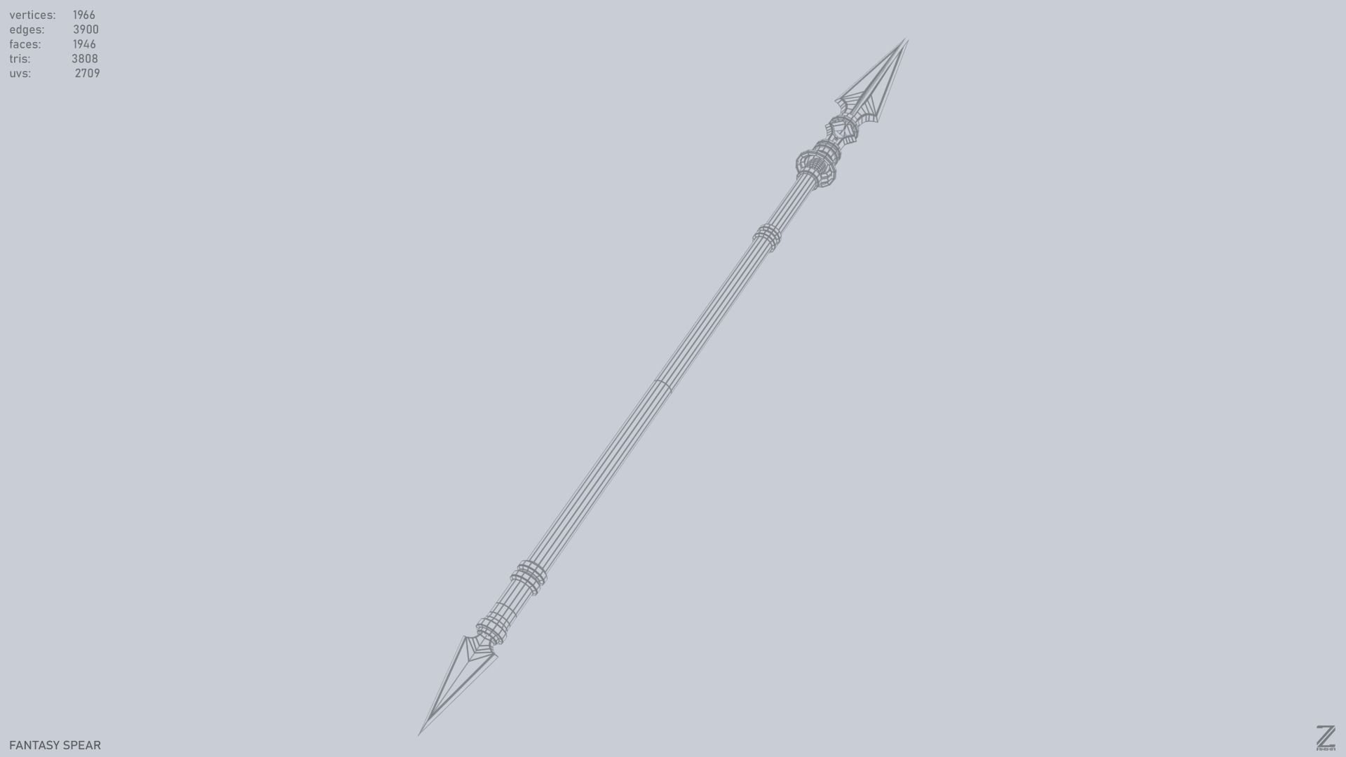 Fantasy spear Low-poly 3D model_14
