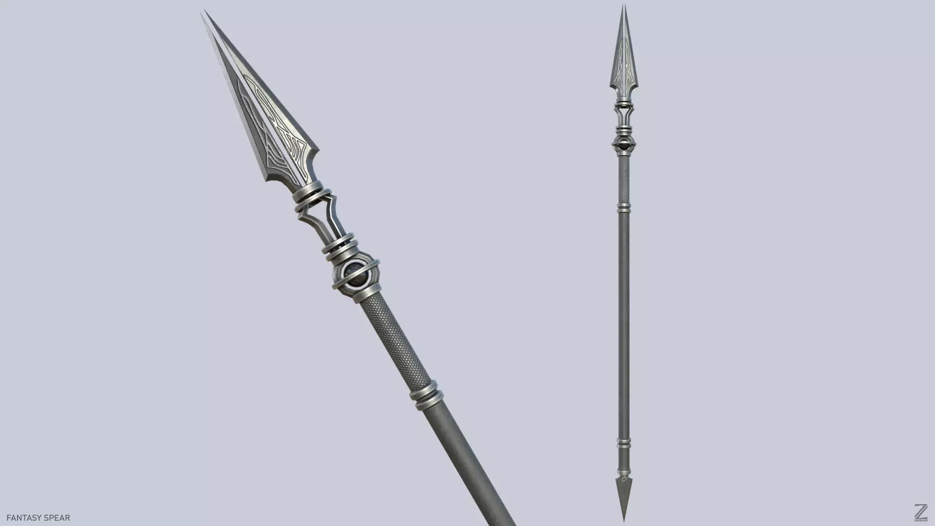 Fantasy spear Low-poly 3D model_0