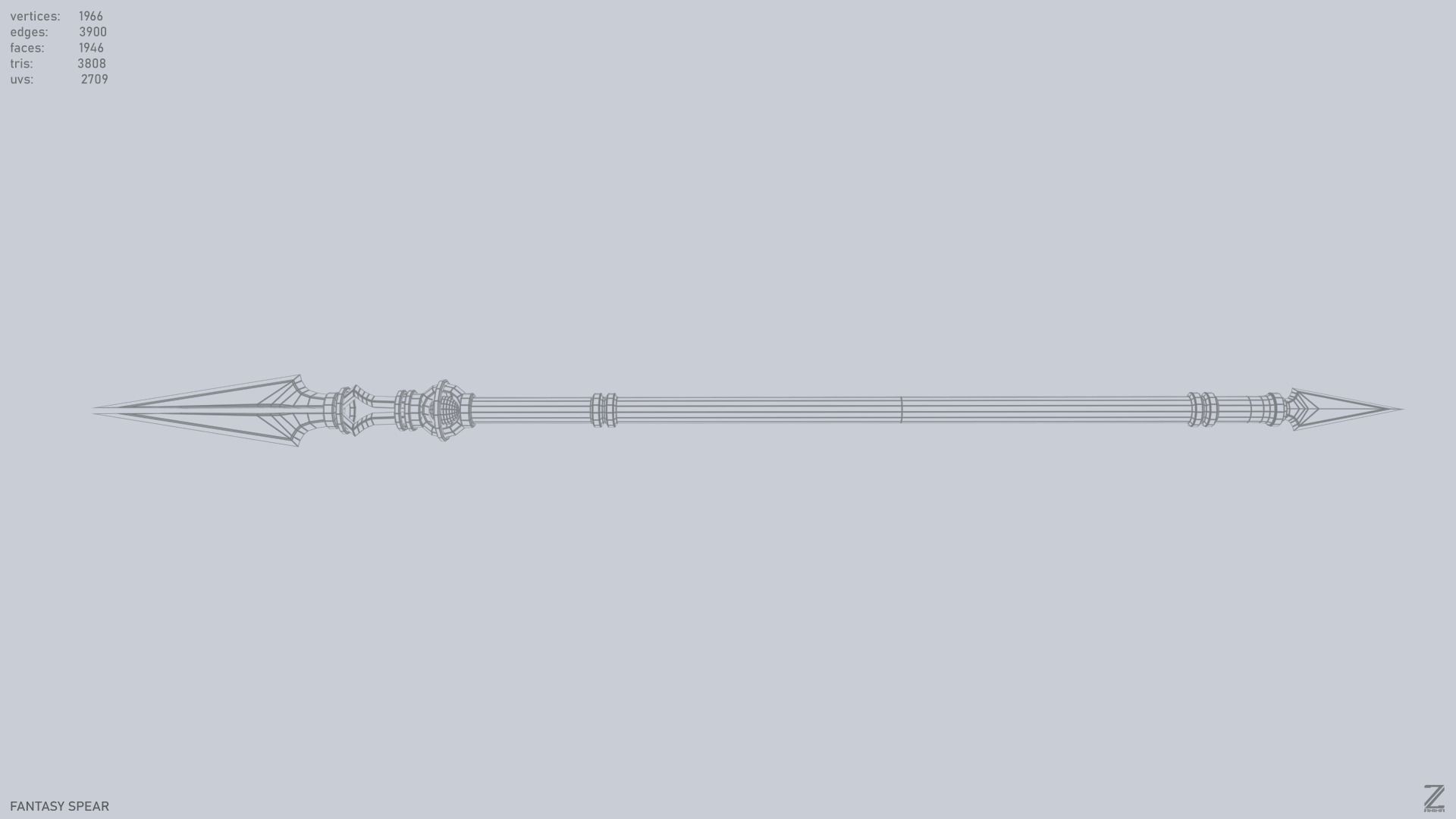 Fantasy spear Low-poly 3D model_13